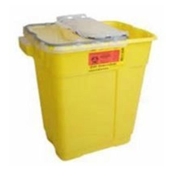 Container Sharps 5gal 1-Piece Plastic Clear/Yellow 8/Case